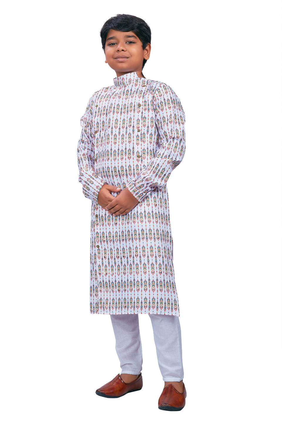 DEIANA'S Casual Designer Kurta Pyjama Set For Boys And kids (White With Multicolor) - Distacart