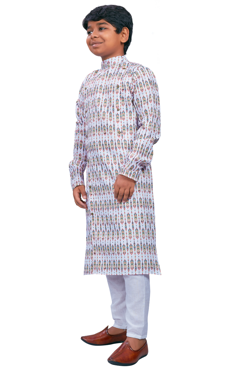 DEIANA'S Casual Designer Kurta Pyjama Set For Boys And kids (White With Multicolor) - Distacart