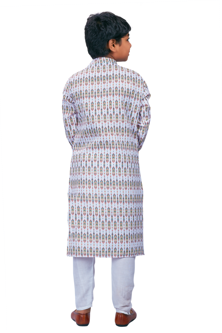 DEIANA'S Casual Designer Kurta Pyjama Set For Boys And kids (White With Multicolor) - Distacart