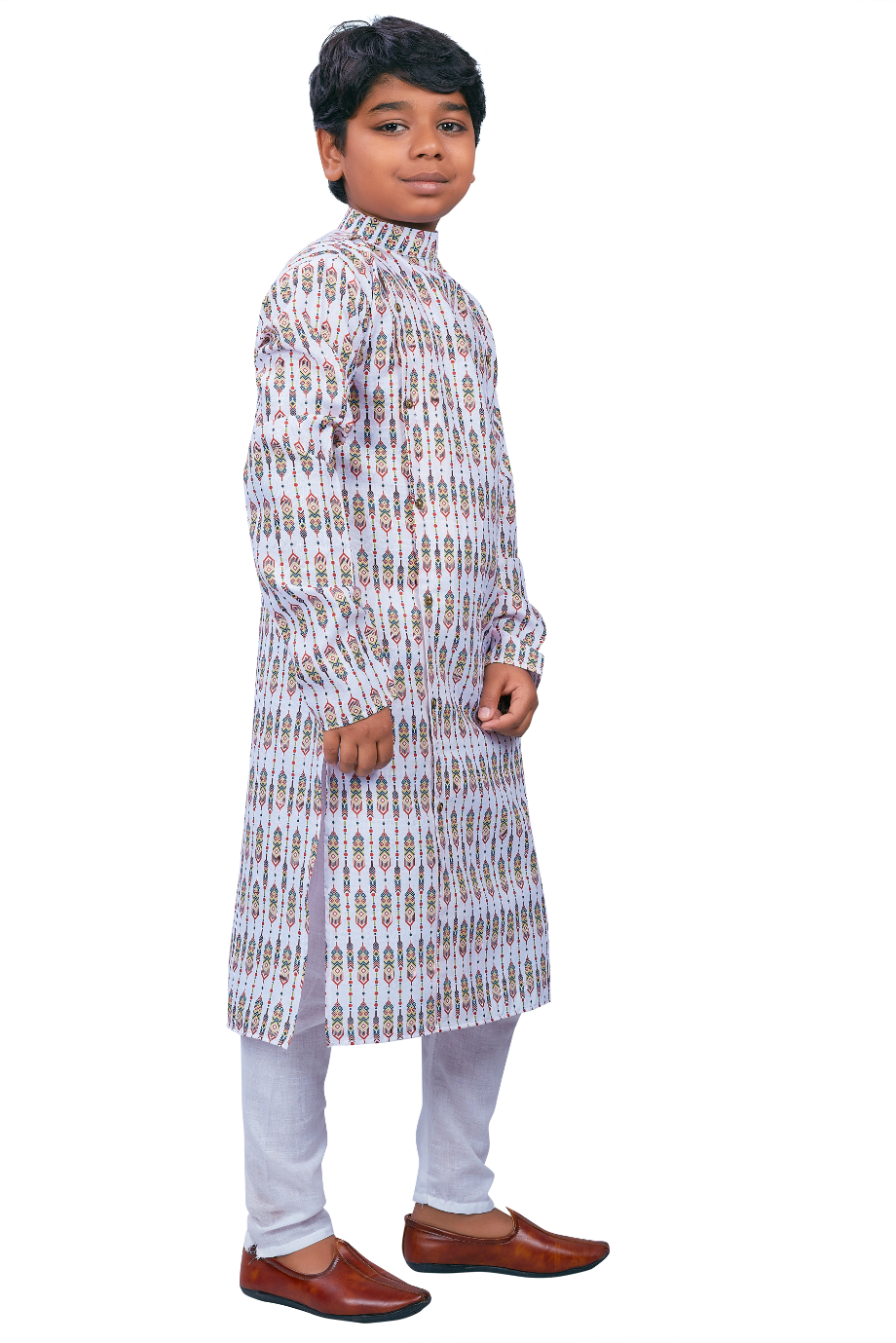 DEIANA'S Casual Designer Kurta Pyjama Set For Boys And kids (White With Multicolor) - Distacart
