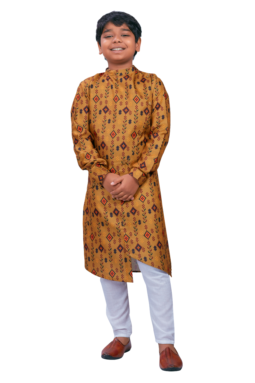 DEIANA'S Casual Designer Kurta Pyjama Set For Boys And kids (Brown With Multicolor) - Distacart