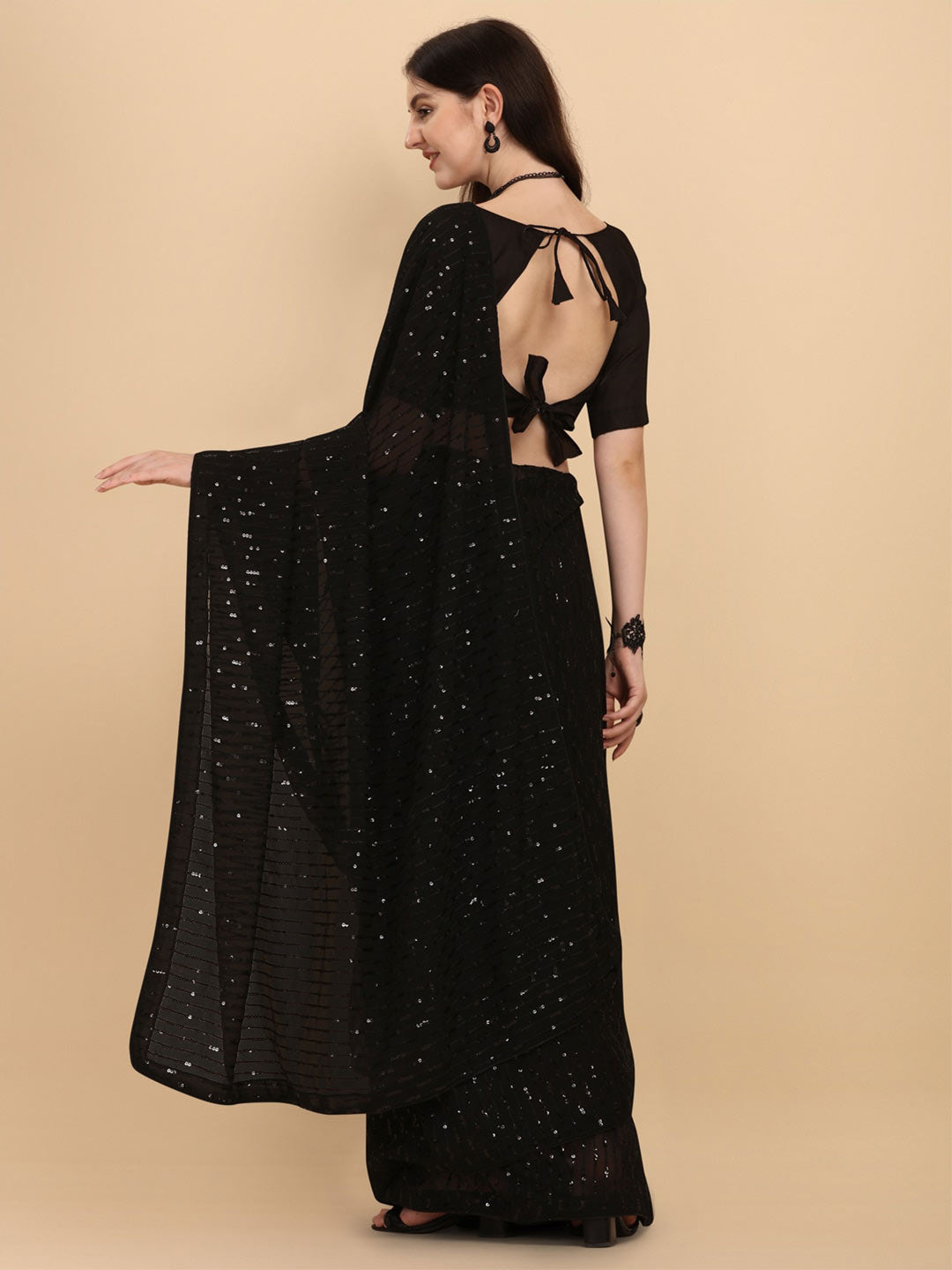 Kalini Embellished Sequinned Pure Georgette Saree - Distacart