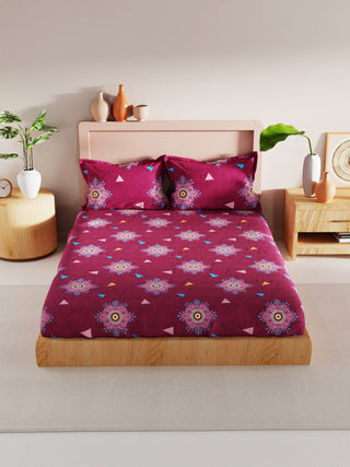 BIANCA Geo Tokyo Ethnic Motifs 200 TC King Bedsheet with 2 Pillow Covers - Distacart