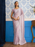 Thumbnail for Soch Floral Embroidered Pure Chiffon Saree - Distacart