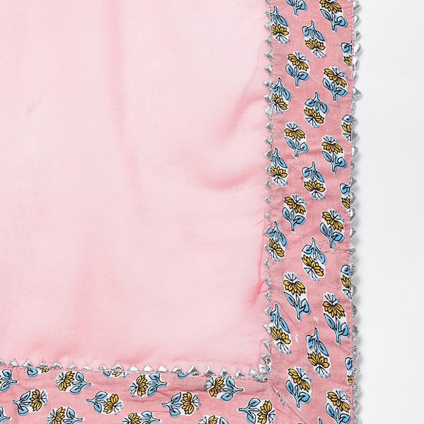 Khushal K Women Floral Printed Gotta Patti Pure Cotton Kurta with Palazzos & Dupatta - Distacart