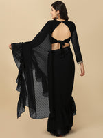 Thumbnail for Sangria Black Geometric Woven Design Saree - Distacart