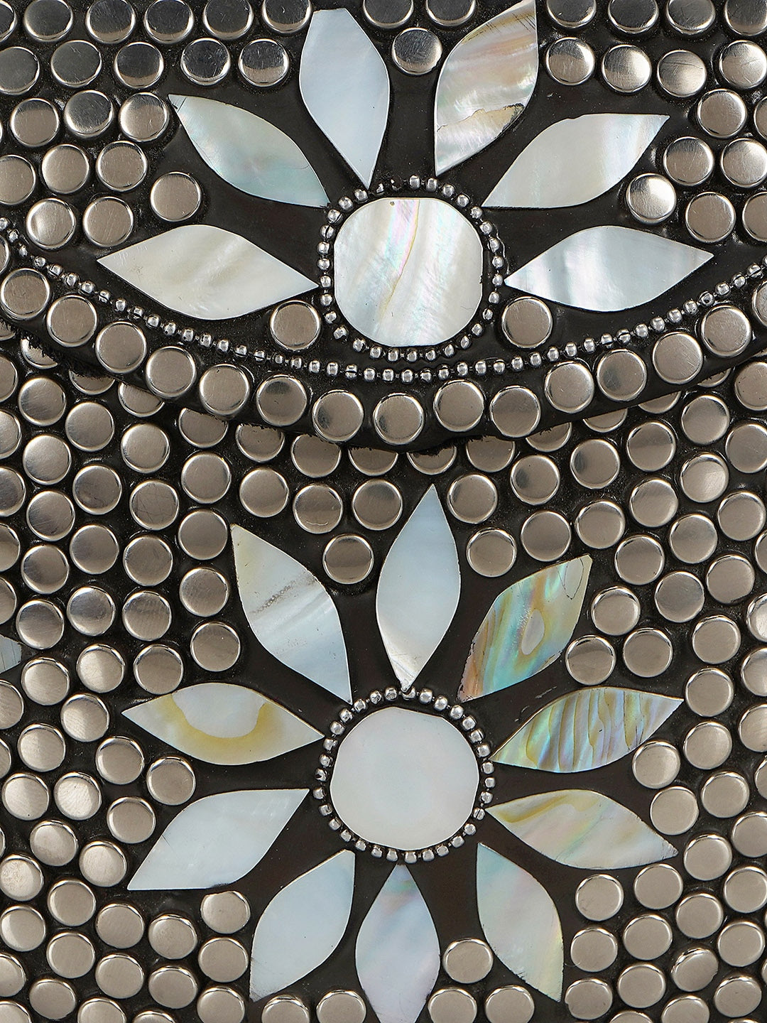 Anekaant Silver-Toned Mosaic Embellished Metal Purse - Distacart