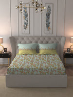 Thumbnail for MYTRIDENT Blue White Floral Pure Cotton 144 TC Queen Bedsheet With 2 Pillow Covers - Distacart