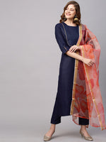 Thumbnail for Kalini Women Blue Layered Kurta with Trousers & With Dupatta - Distacart
