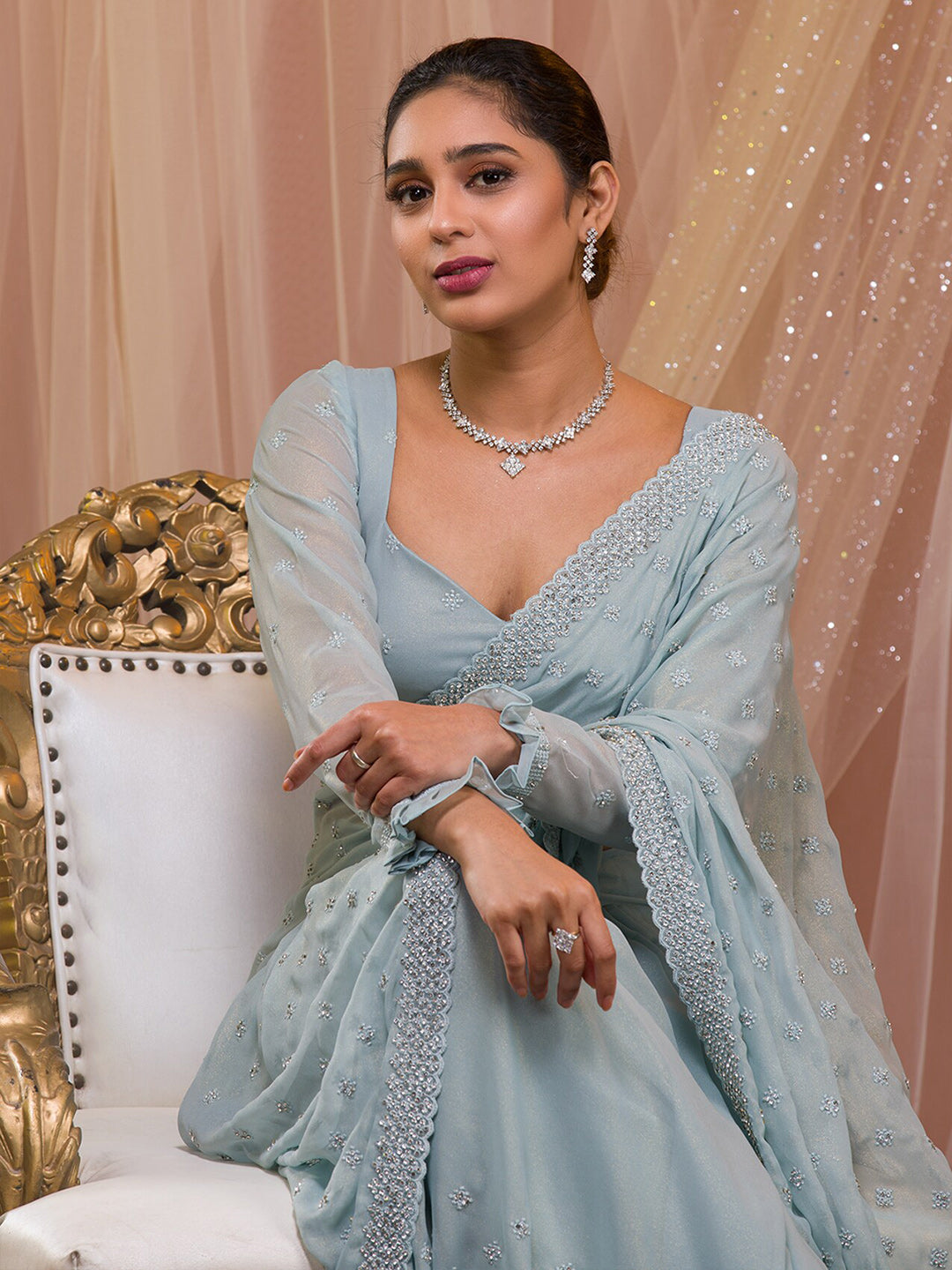 Koskii Embellished Embroidered Saree - Distacart