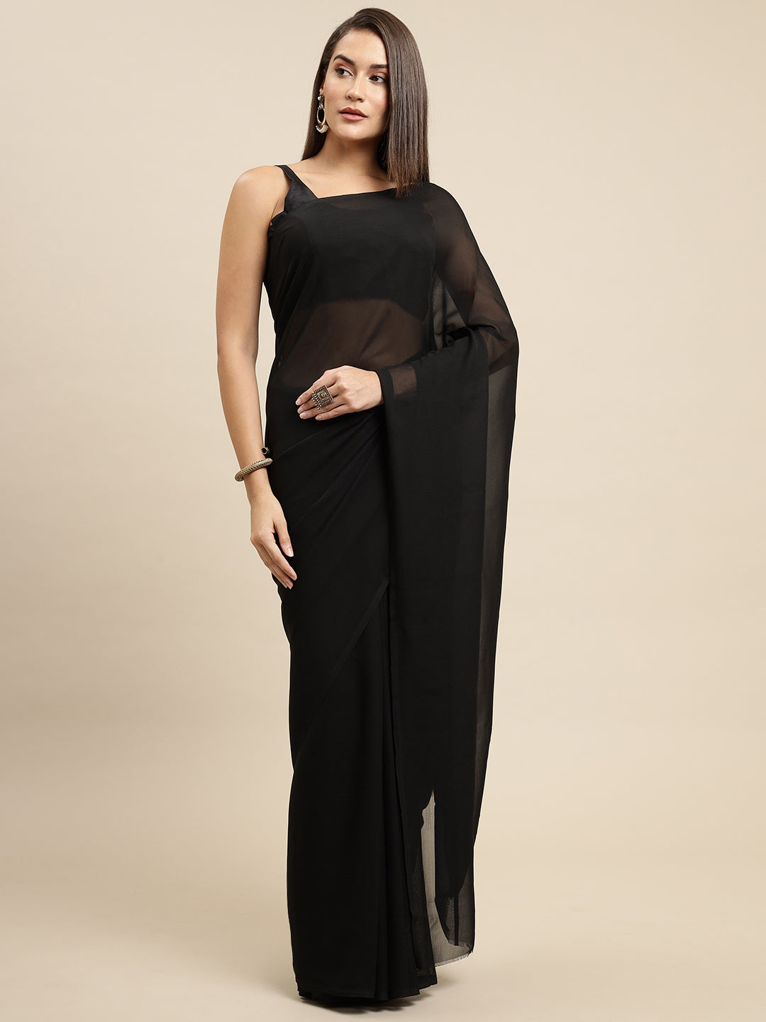 Kalini Women Black Solid Saree - Distacart