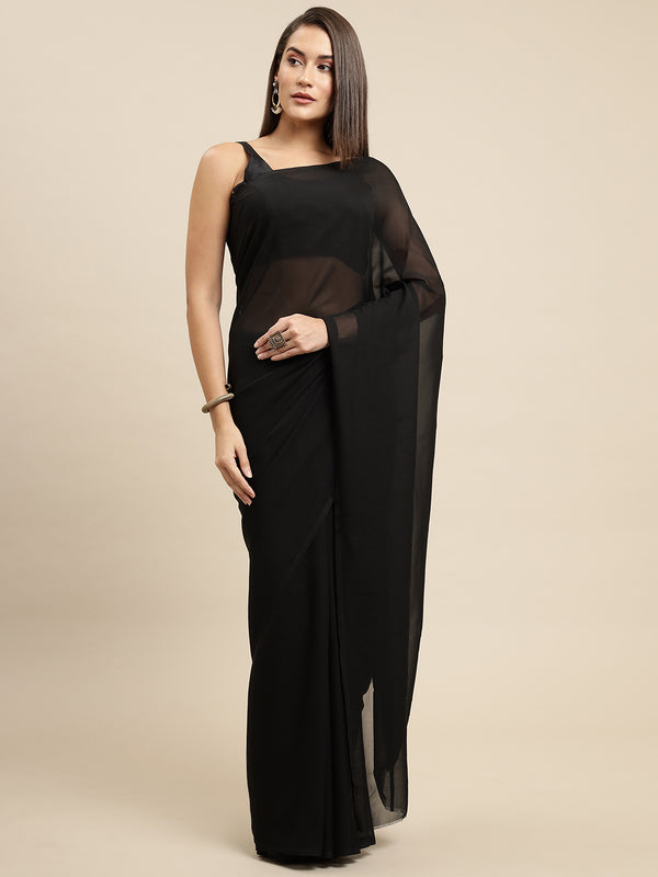 Kalini Women Black Solid Saree - Distacart