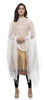 A R Silk Women's Cotton Self Check White Regular Dupatta