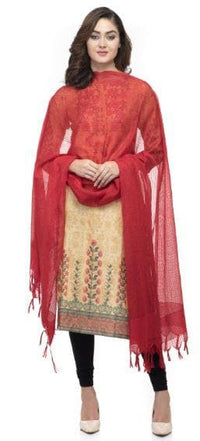 Thumbnail for A R Silk Women's Cotton Self Design Red Regular Dupatta