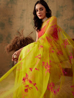Thumbnail for Sangria Floral Embroidered Sequins Details Net Saree - Distacart