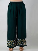 Thumbnail for Kalini Women Green Ethnic Motifs Embroidered Panelled Thread Work Kurta with Trousers - Distacart