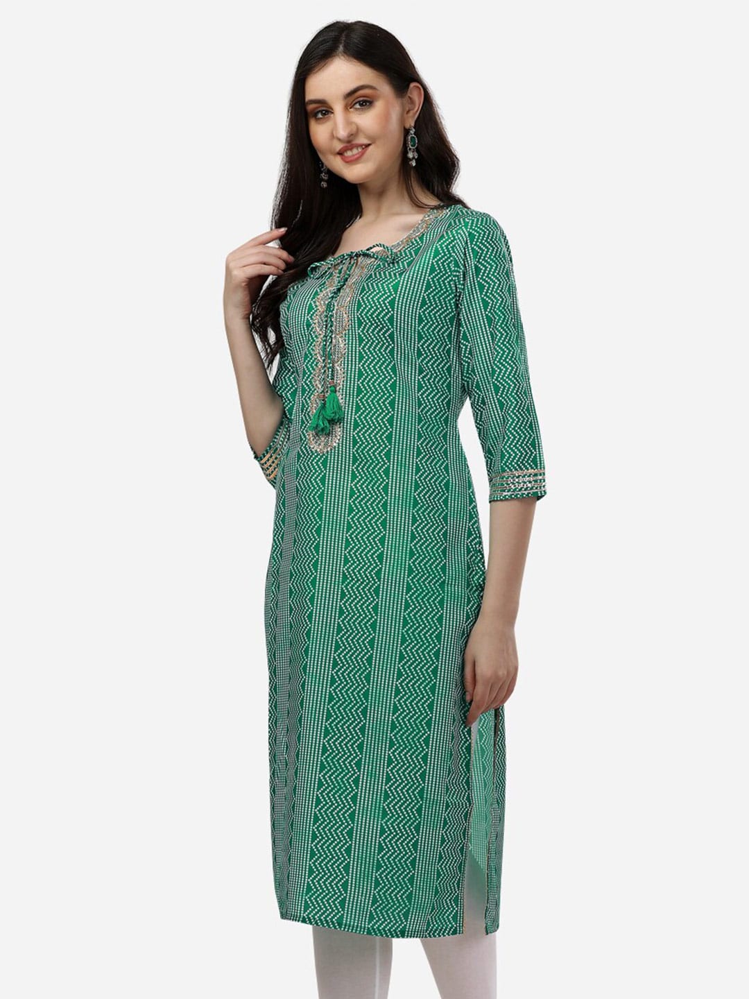 HERE&NOW Bandhani Printed Gotta Patti Kurta - Distacart