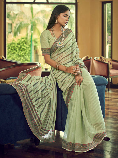 Myra Multicolour Gorgette Designer Saree - Distacart
