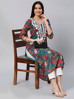 Thumbnail for Kalini Floral Printed Chikankari Embroidered Straight Kurta - Distacart