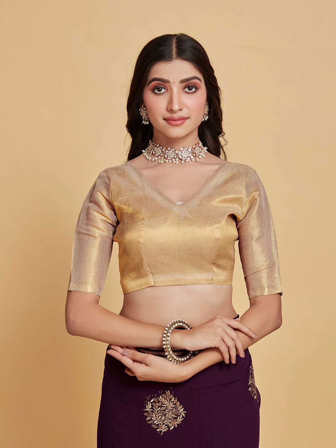 Sangria Coffee Brown Ethnic Motifs Embroidered Zari Pure Georgette Saree - Distacart