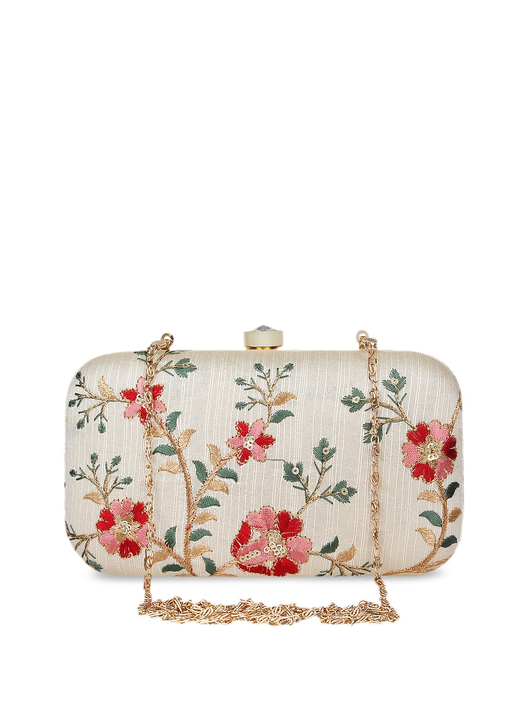 Anekaant Off-White Embroidered Clutch - Distacart
