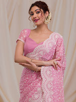 Thumbnail for Koskii Floral Embroidered Chiffon Saree - Distacart