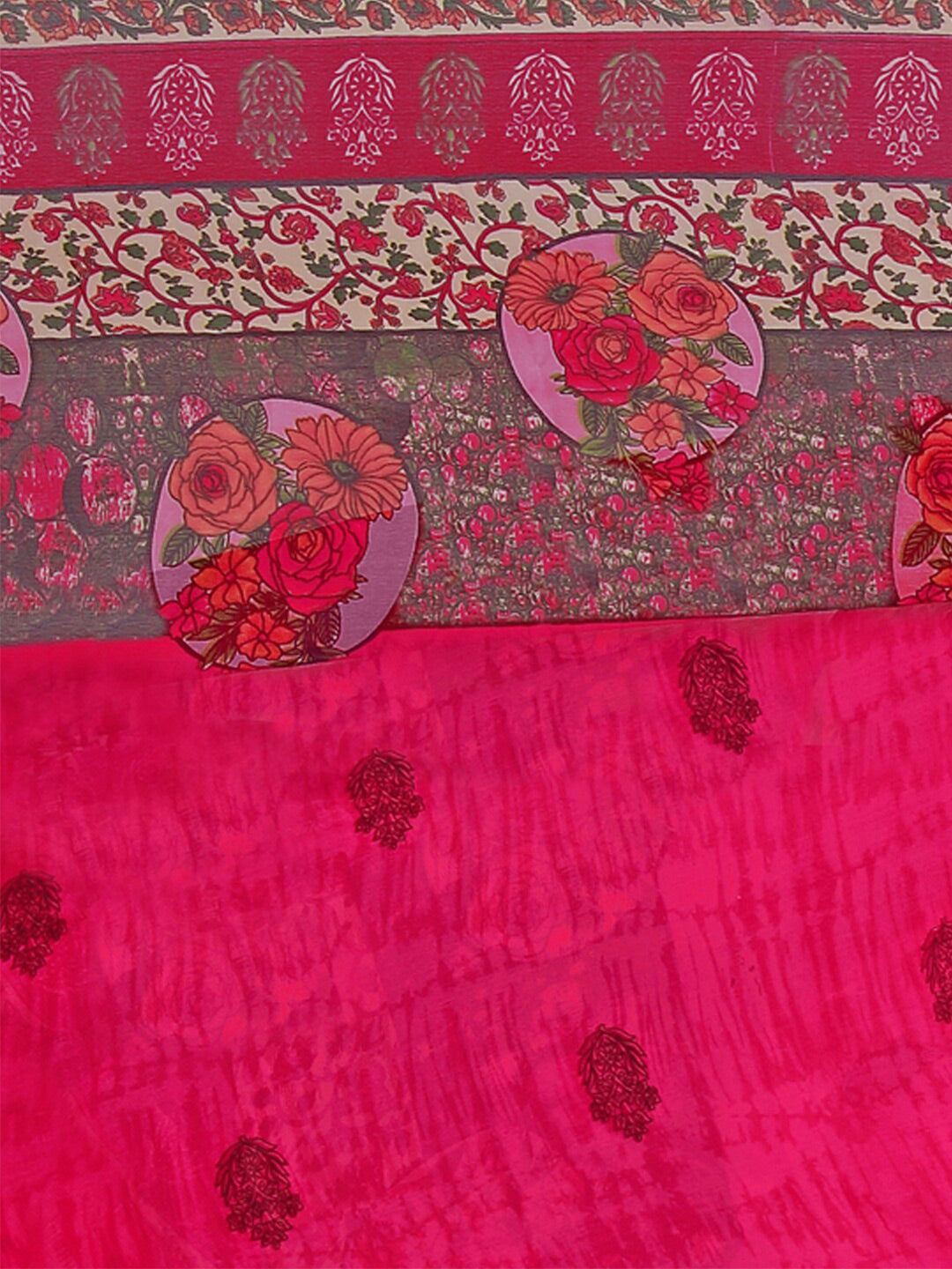 Kalini Pack of 2 Navy Blue & Magenta Floral Pure Georgette Sarees - Distacart