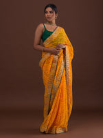 Thumbnail for Koskii Yellow & Red Bandhani Gotta Patti Bandhani Saree - Distacart