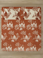 Thumbnail for Rajasthan Decor Rust & Cream Printed Cotton 160 TC King Bedsheet with 2 Pillow Covers - Distacart