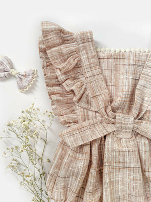 Halemons 100% Cotton Beige Frilled Straps Romper - Distacart