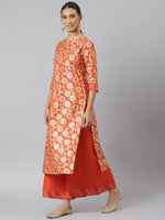 Thumbnail for Khushal K Women Red & Cream-Coloured Printed Kurta with Palazzos & Dupatta - Distacart