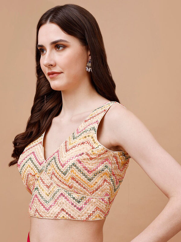 Tikhi Imli Embroidered V-Neck Saree Blouse - Distacart