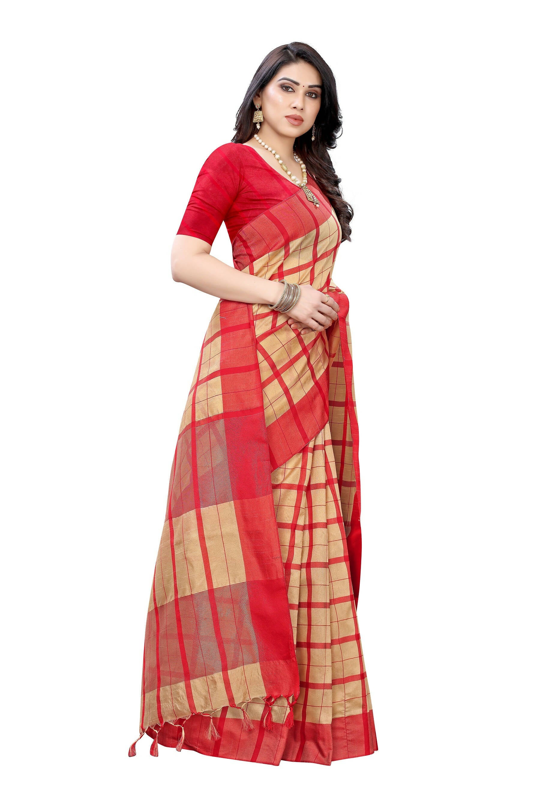 Vamika Cream Cotton Silk Weaving Saree (SATURN CHICKU) - Distacart