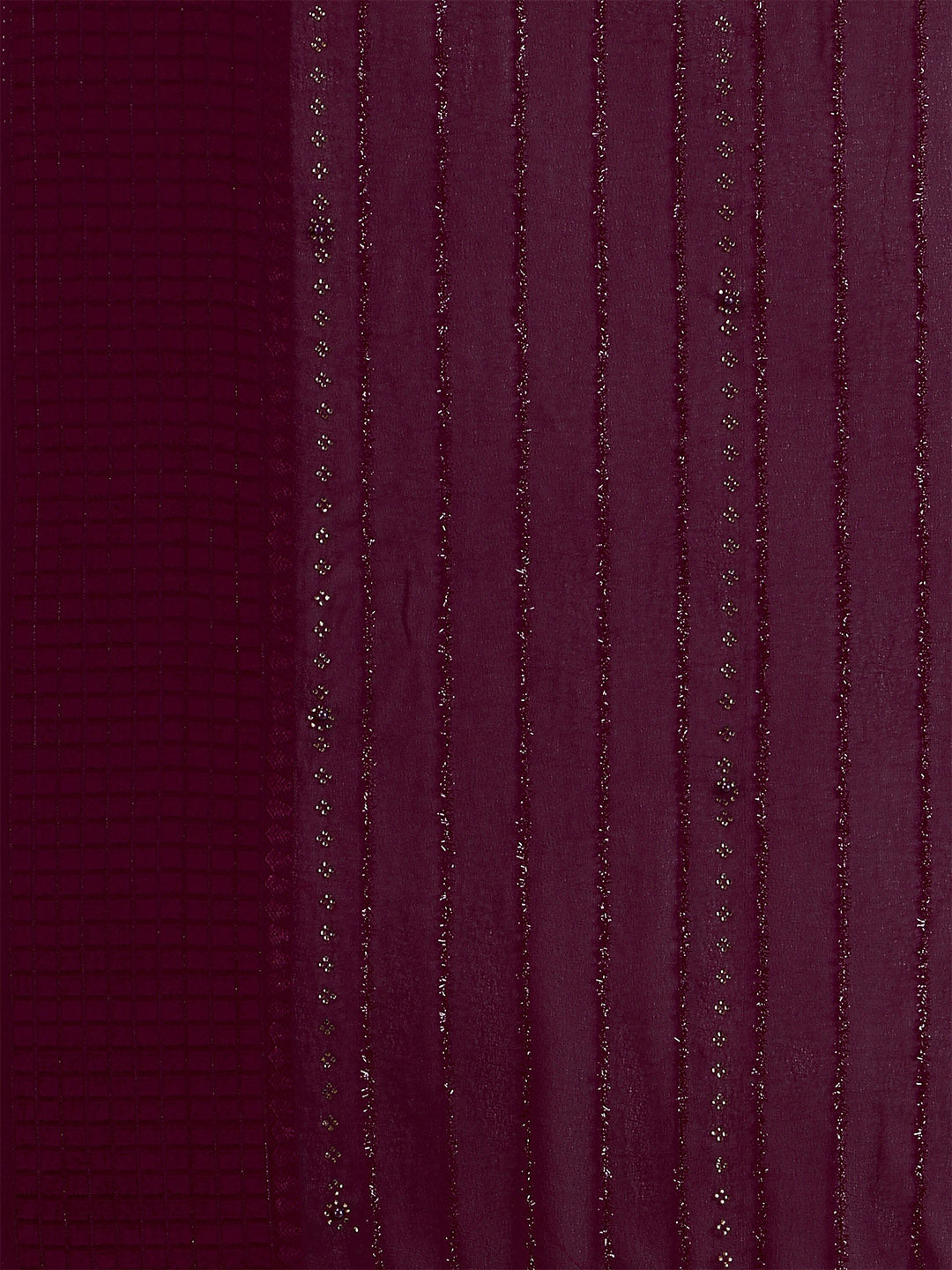 Mitera Purple & Black Striped Stone Work Pure Chiffon Saree - Distacart