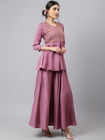 Thumbnail for Khushal K Floral Embroidered Beads and Stones Top with Skirt - Distacart