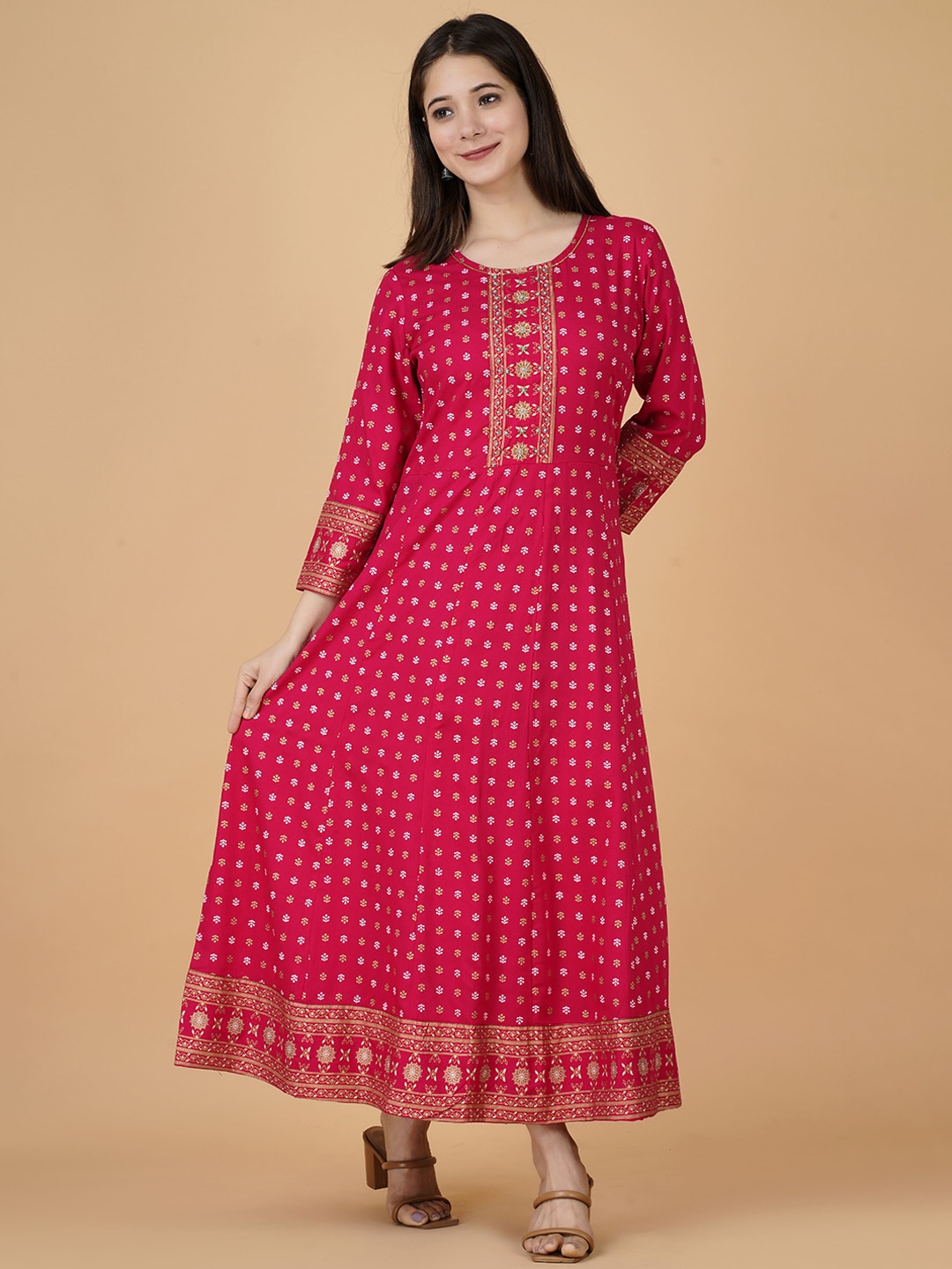Kalini Ethnic Motifs Checked Anarkali Kurta - Distacart