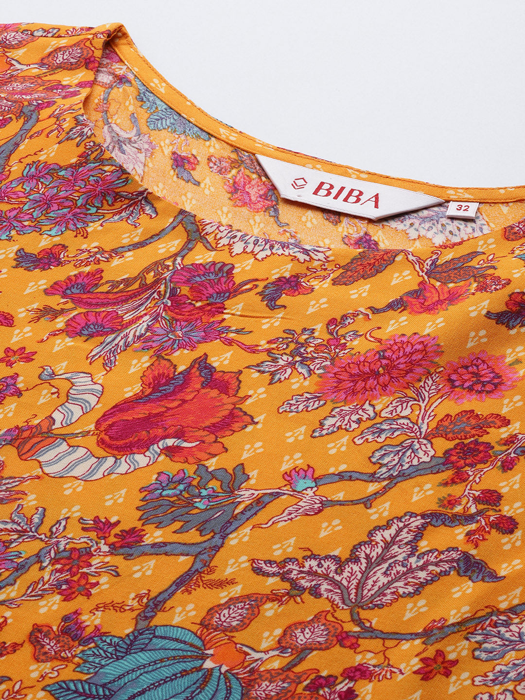 Biba Ethnic Motifs Print High-Low Kurta with Trousers - Distacart