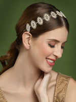 Thumbnail for Panash Gold-Toned & White Embellished Hairband - Distacart