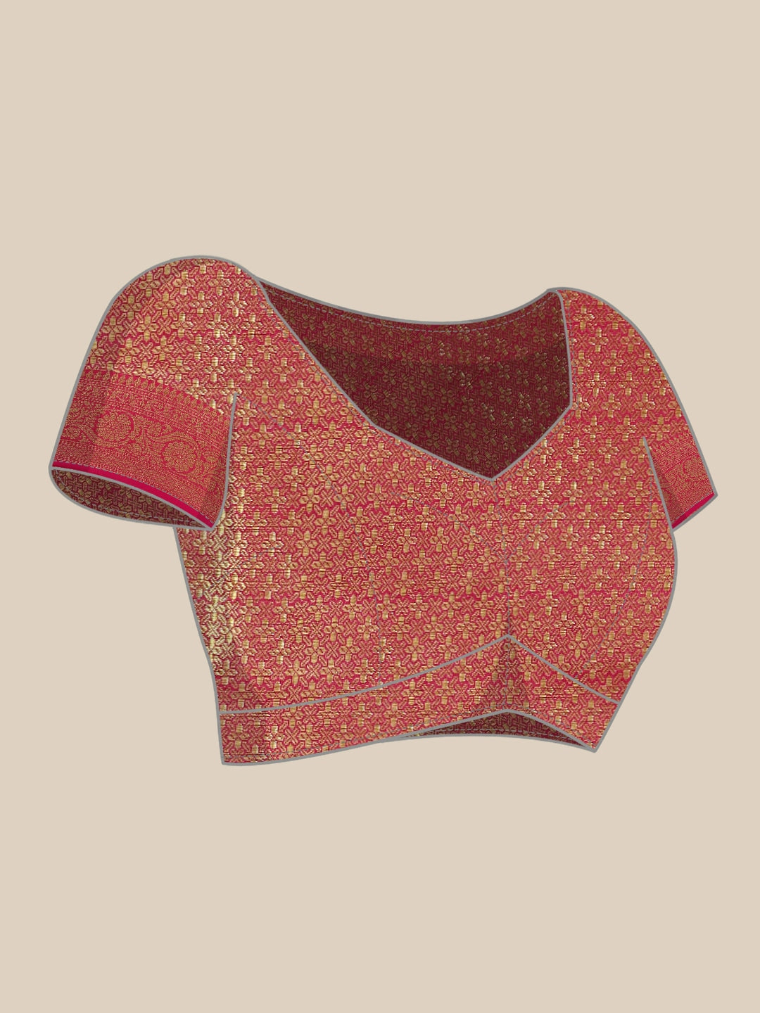 Mitera Pink & Golden Floral Zari Organza Kanjeevaram Saree - Distacart