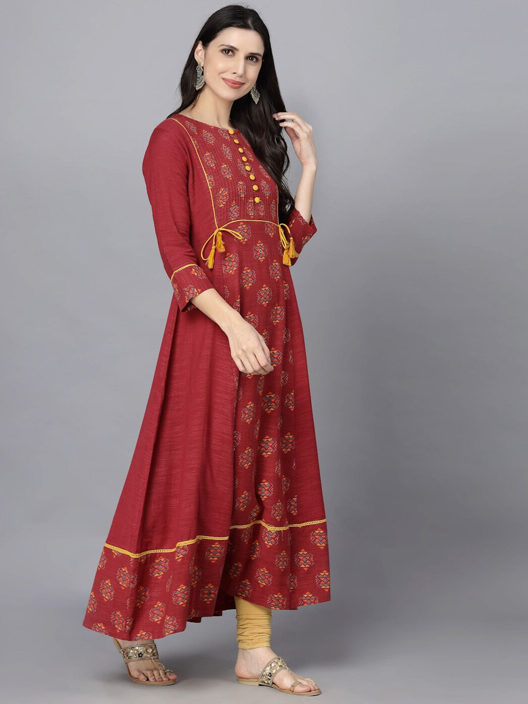 HERE&NOW Women Ethnic Motifs Printed Anarkali Kurta - Distacart