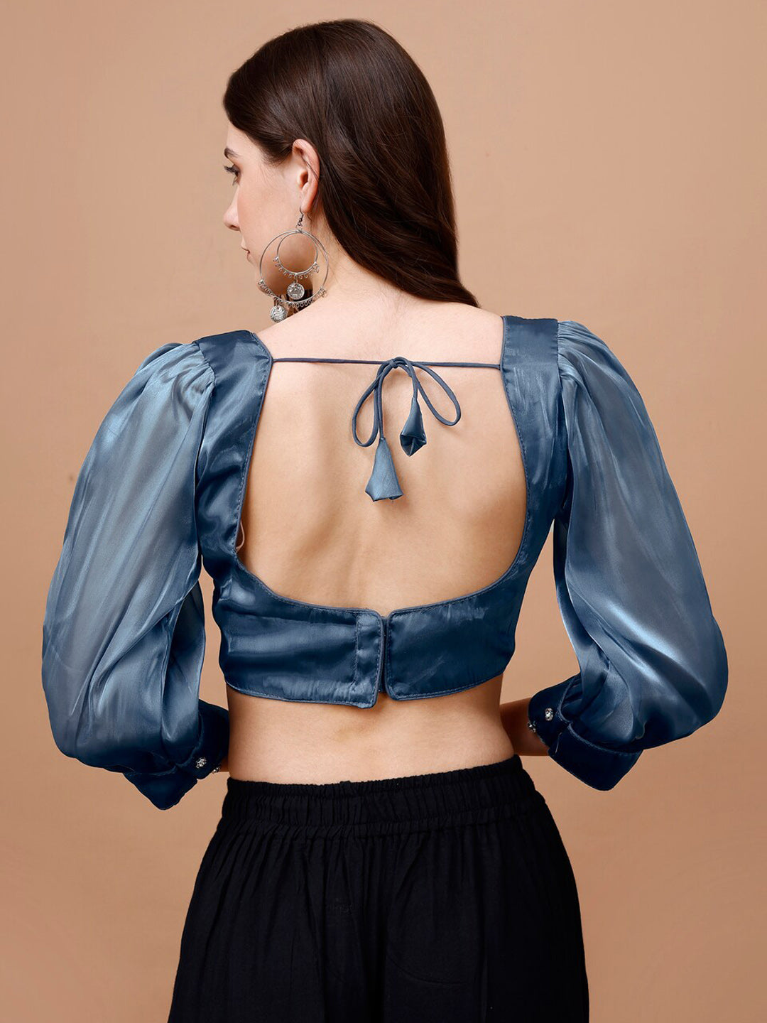 Tikhi Imli Organza Three-Quarter Sleeves Saree Blouse - Distacart