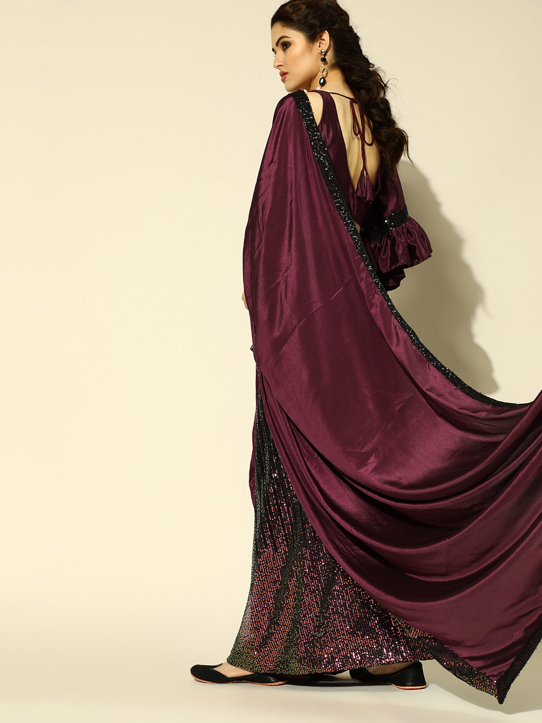 Tikhi Imli Embellished Poly Crepe Saree with Embellished Border - Distacart