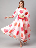 Thumbnail for Kalini Women Floral Printed Gotta Patti Chanderi Cotton Kurta With Trousers & Dupatta - Distacart