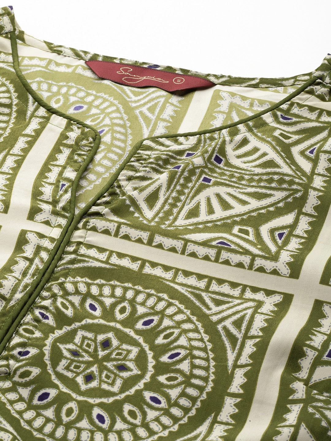 Sangria Ethnic Motifs Printed Puff Sleeves Kurta with Dhoti Pants - Distacart