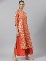 Thumbnail for Khushal K Women Red & Cream-Coloured Printed Kurta with Palazzos & Dupatta - Distacart