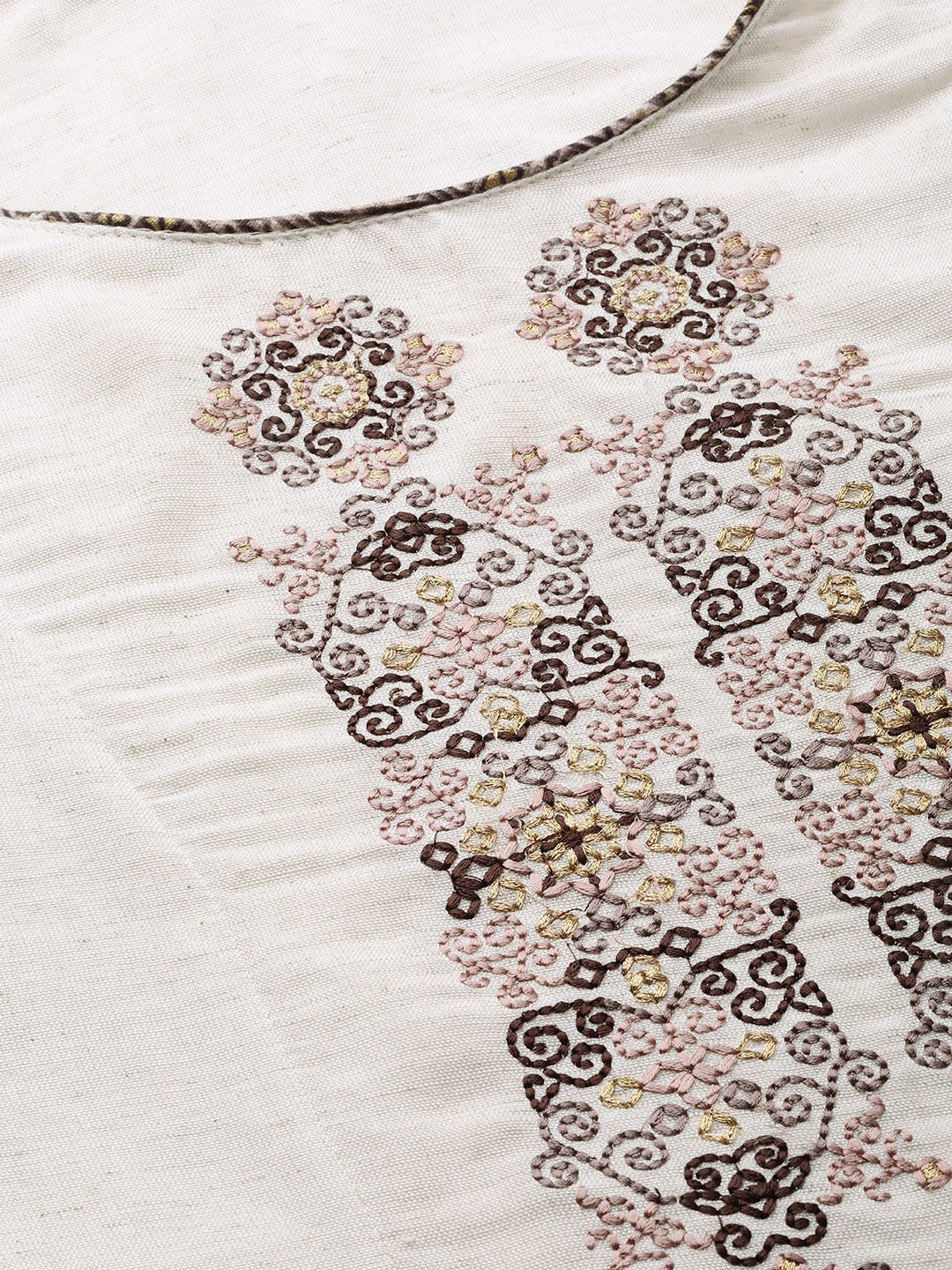 Biba Women Off-White Embroidered Yoke Design A-Line Kurta - Distacart