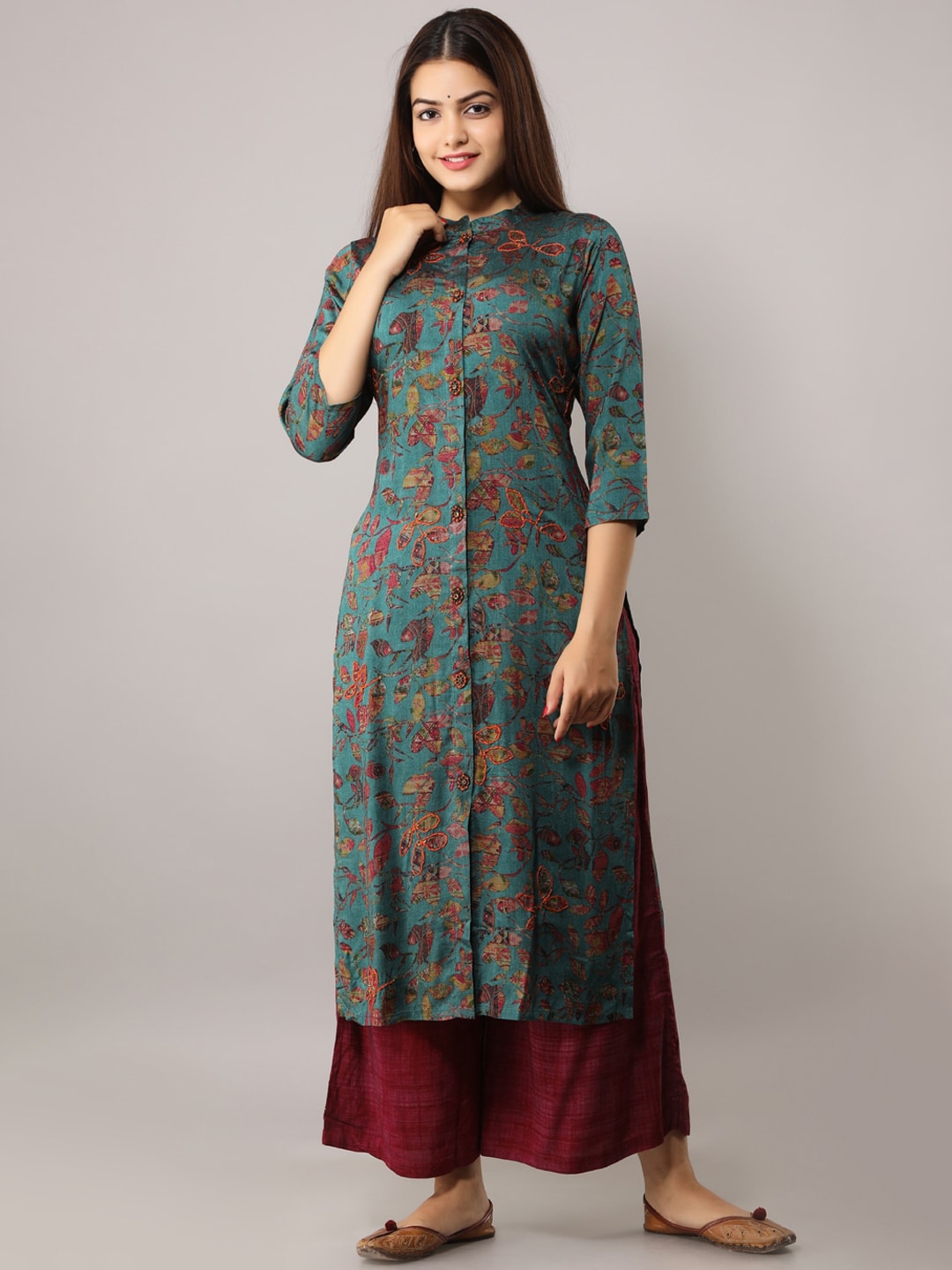 Kalini Women Floral Printed Panelled Kurta with Palazzos - Distacart