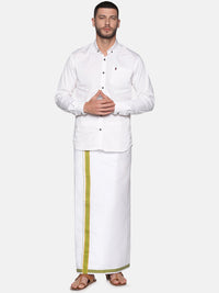 Thumbnail for Sethukrishna Men White Solid Cotton Regular Dhoti - Distacart