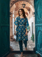 Thumbnail for Sangria Ethnic Motifs Printed Gotta Patti Kurta with Trousers - Distacart