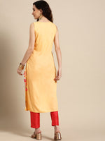 Thumbnail for Sangria Women Yellow Floral Embroidered Sequinned Kurta with Trousers - Distacart
